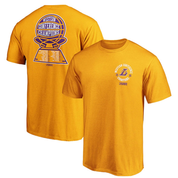 Los Angeles Lakers Gold 2020 Western Conference Champions Deliver Roster NBA T-Shirt (All Size)